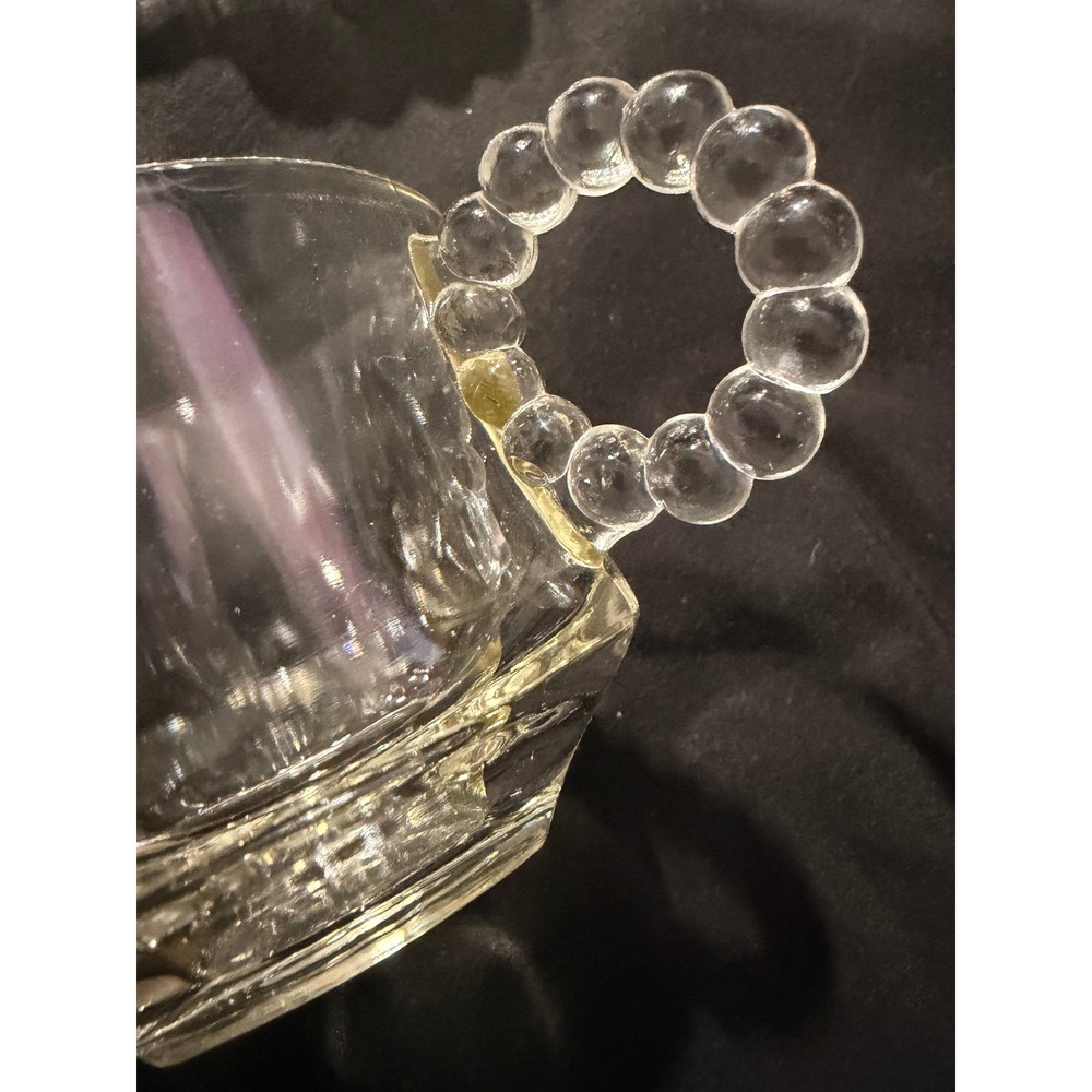 Vintage Federal Glass Manhattan Snack Set 4 Trays 2 Cups Clear Ribbed Art Deco - Picture 4 of 7
